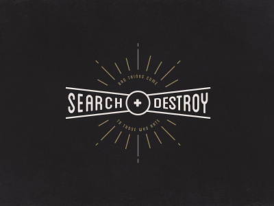 Search And Destroy line art logo lost type rescue sunburst type block typography vector vintage