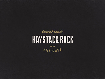Haystack Rock Antiques black block bold canon beach gold illustrator logo logotype oregon type typography white