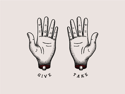 Give Take black bone flash hands handtype illustration red stipple tattoo tyopgraphy white