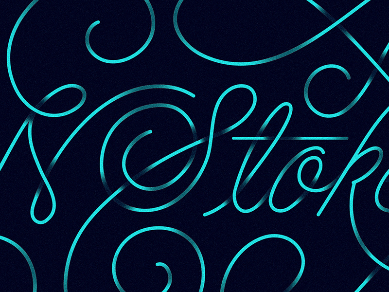 Broke N' Stoked texture grain gradient shadow flourish swoosh mono mono-line lettering typography type