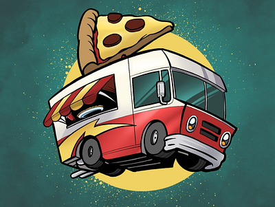 Easy Slice Pizza Truck apparel design branding branding illustration cartoon style design graphic tee design illustration logo pizza