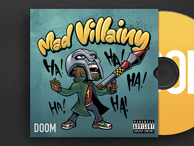 Mad Villainy Album Cover album art branding branding illustration cartoon style graphic tee design hip hop illustration mf doom