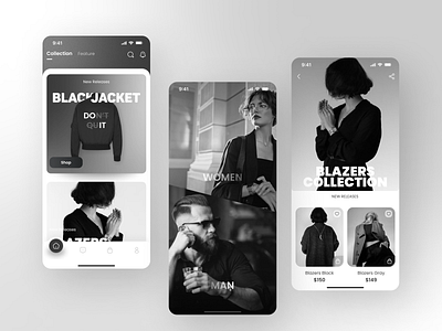 E-Commerce - Mobile App app blackandwhite e commerce ui