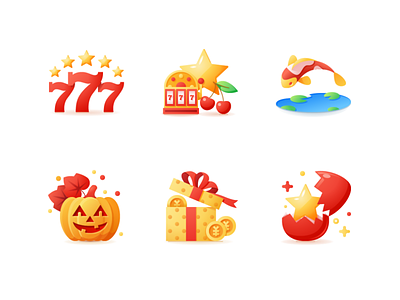 Casino Icons adobe illustrator casino cherry coins fish flat gift box icons jackpot pumpkin slots vector