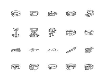 Dog Collars Icons collars contour icon illustrator vector