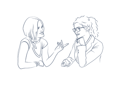 Two women chatting adobe illustrator contour illustration vector