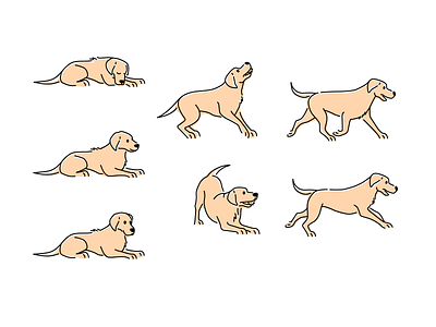Illustrations dog poses adobe illustrator contour dog icon illustration outline v vector
