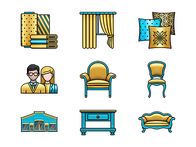 Interior Design Icons adobe illustrator contour furniture icon outline vector