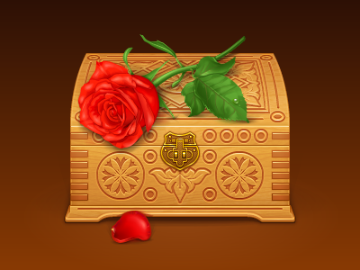 Wooden box box icon rose