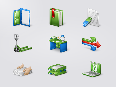 Business Icons arrows book business door eraser hands icon laptop loader paper table work