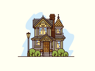 Cottage adobe illustrator contour flat house icon vector