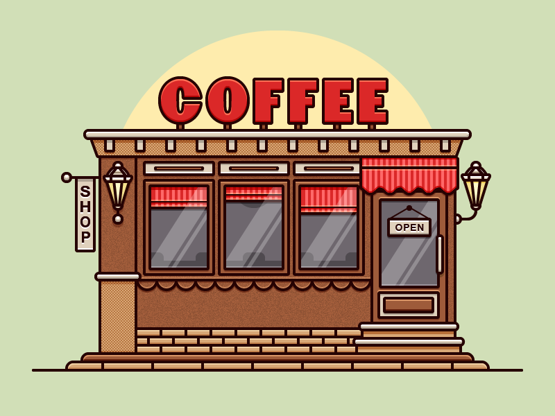 Coffee shop vector. Pawnshop иллюстрация. Coffeeshop illustration. Чб анимация магазины.