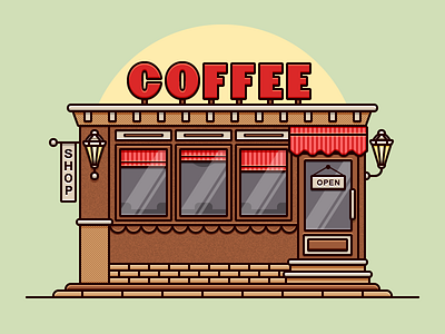 Coffee Shop adobe coffee contour flat icon illustrator shop vector
