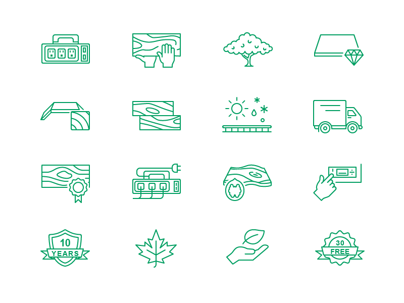 Simple Outline Icons icon quality shield track leaf hand wood delivery maple tree socket power