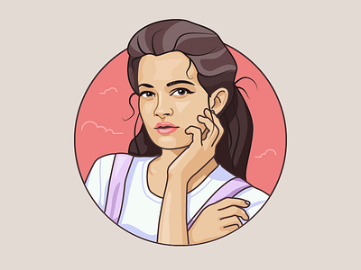 Girl avatar contour girl illustrator portrait vector