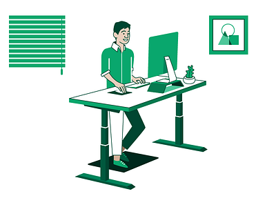 Workplace computer illustrator man plant table vector workplace