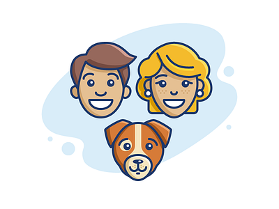 Young Family avatar contour dog face family girl guy icon illustrator vector