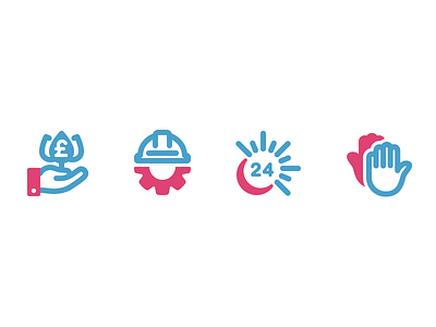 4 Icons 24 hours adobe illustrator contour flat hand icon vector