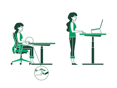 Instructions for proper posture adobe illustrator chair desk flat girl illustraion instruction vector