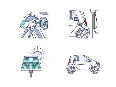 Electric car Icons car electric icon illustrator sun vector