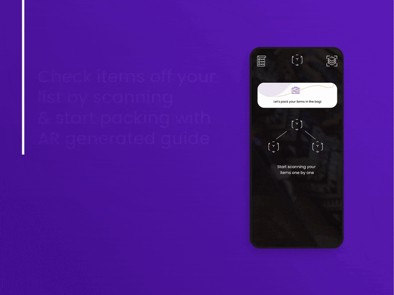 Flyma - AR ai app augmented reality design machine learning packing scan travel ui ux