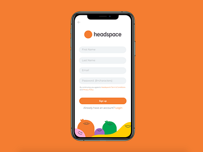 Daily UI #01 Headspace signup page app branding dailyui design flat headspace mobiledesign signup uidesign ux web