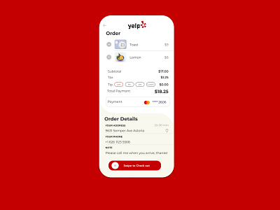 Daily UI #02 Yelp checkout page app branding checkout dailyui design flat mobiledesign ux web yelp
