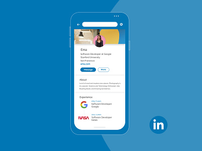 This is my #dailyUI challenge Day 6 LinkedIn User Profile