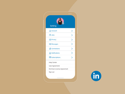 Day 7 This is my #dailyUI challenge app dailyui design icon job linkedin mobiledesign setting settings page settings ui typography ui uidesign ux vector