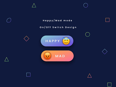 #dailyUI challenge Day 15 Girl Happy/Mad mode On/Off Switch app branding buttons dailyui design emoji happy icon mobile mobiledesign switch typography ui uidesign ux web