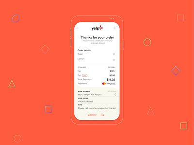 #dailyUI challenge Day 17 Email Receipt app dailyui design email receipt flat layout mobiledesign typography ui uidesign ux yelp