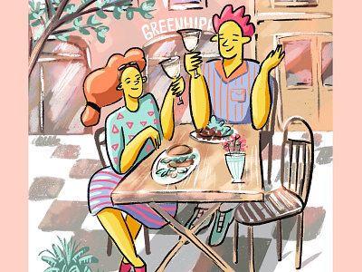 Illustration for Green Hippo Cafe