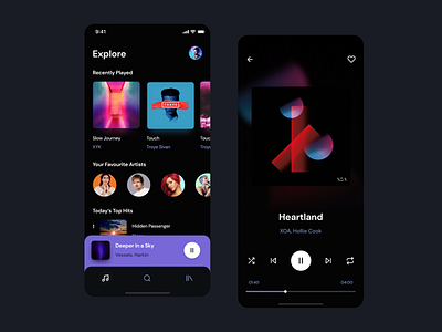 Music Player App 🎵 app app design audio design figma flat ios iphone listen mobile music music art music player musician player sketch songs typography ui ux