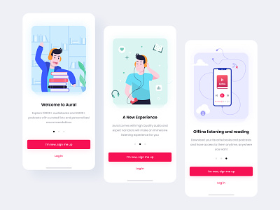 Aural - User Onboarding with illustrations app app design app onboarding colourful design illustration ios mobile mobile ui onboarding onboarding screens onboarding ui product design ui user onboarding ux