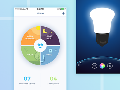 Smart Home - UI Concept (Lights) app control dark home house ios iot iphone lightings lights mobile smart