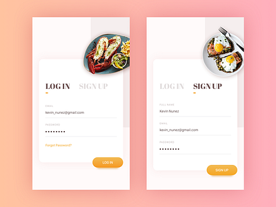 Login and Signup - 01 app food form iphone login mobile registration restaurant sign in signup