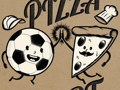 Best friends ball box friends illustration packaging pizza soccer
