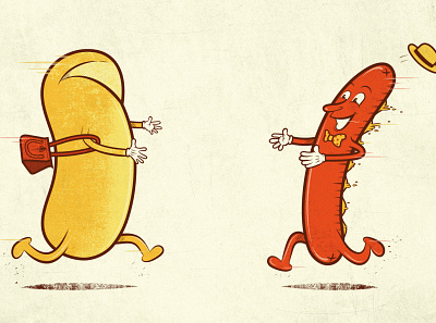 Hug Dog hot dog hug illustration ketchup mustard t shirt