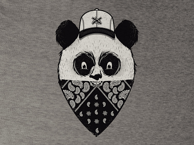Pandana bandana black and white design humour illustration panda t shirt