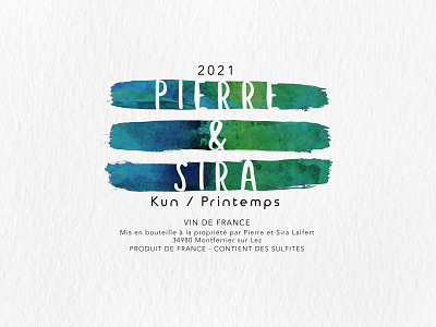 Pierre & Sira - Kun branding design french wine label red wine wine wine label