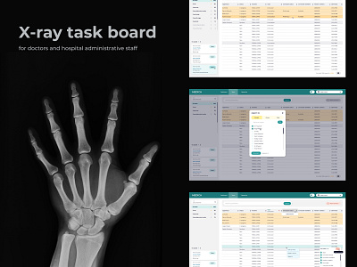 X-ray task board complex design medical table ux web app