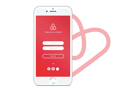 redesign of airbnb app login screen airbnb app branding design gradient icon illustrator login login design login page login screen logo redesign typography ui ux