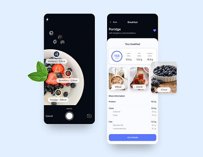 Calories Tracking App android app black calories design digital ios minimal mobile purple stylish tracking ui ux very peri web