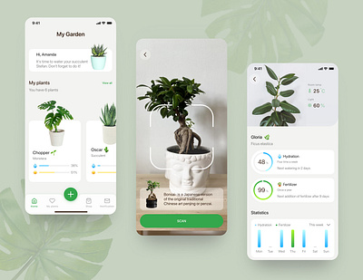 My Garden App android app app design figma flower garden green ios minimal mobile mobile app plant app planting plants ui ui design ux