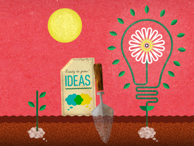 Growing Ideas earth gardening growing ideas illustration lightbulb plant
