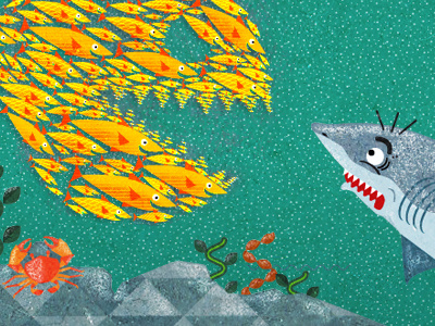 Power in numbers fish illustration sea shark underwater