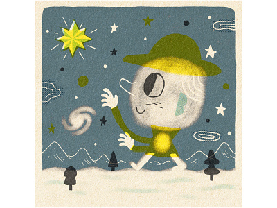 To Catch A Star character design illustration overprint procreate procreateart starry night stars winter