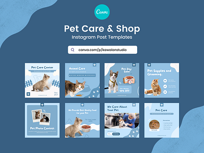 Pet Care & Shop Canva Instagram Post Templates animal branding canva template design instagram post instagram template layout layout design pet