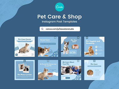 Pet Care & Shop Canva Instagram Post Templates