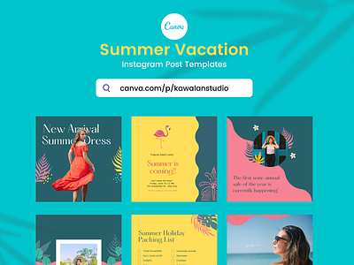 Summer Vacation Canva Instagram Post Templates ads design branding canva template content design design instagram post instagram template layout layout design summer